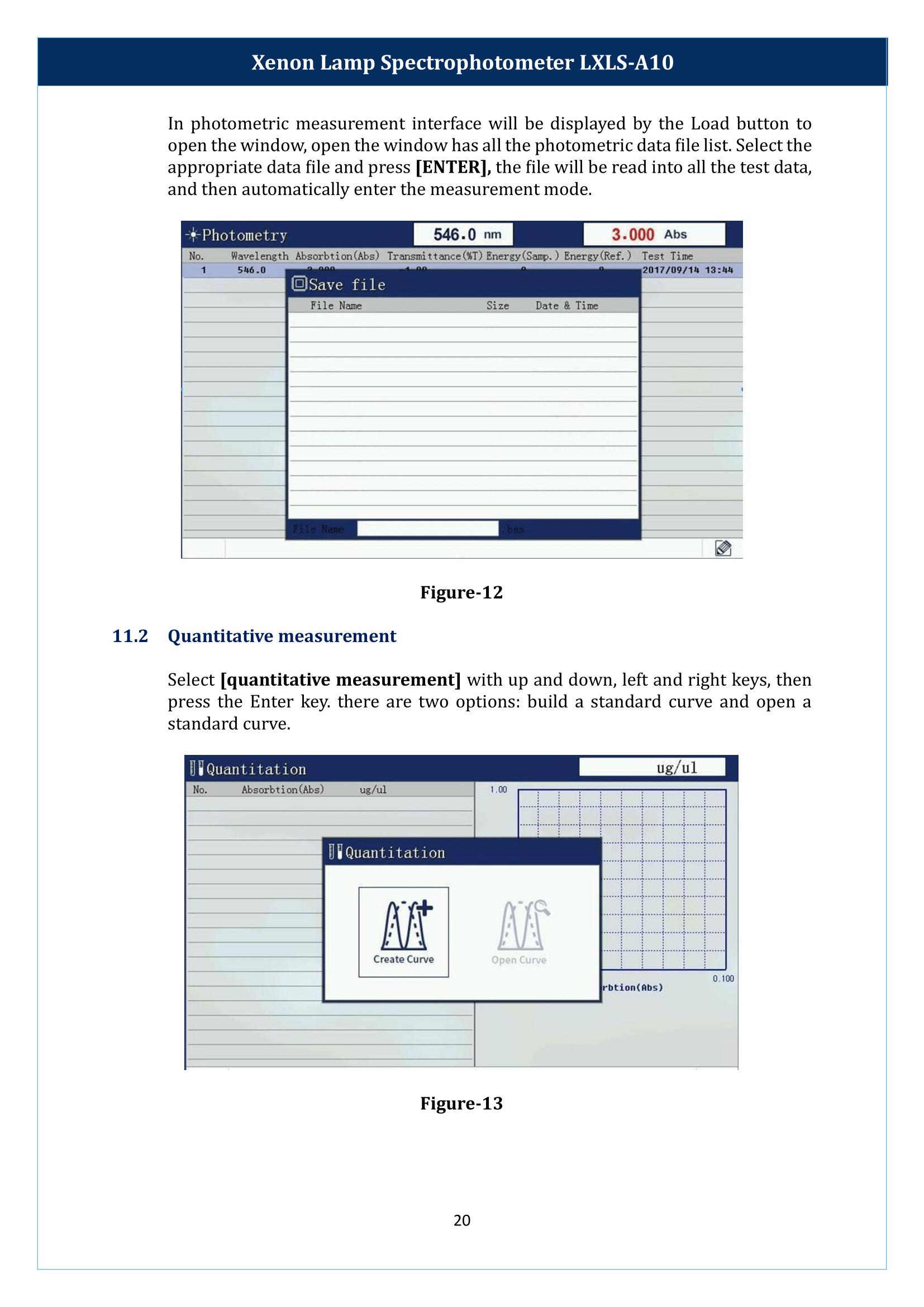 Xenon Lamp Spectrophotometer LXLS-A10 Manual