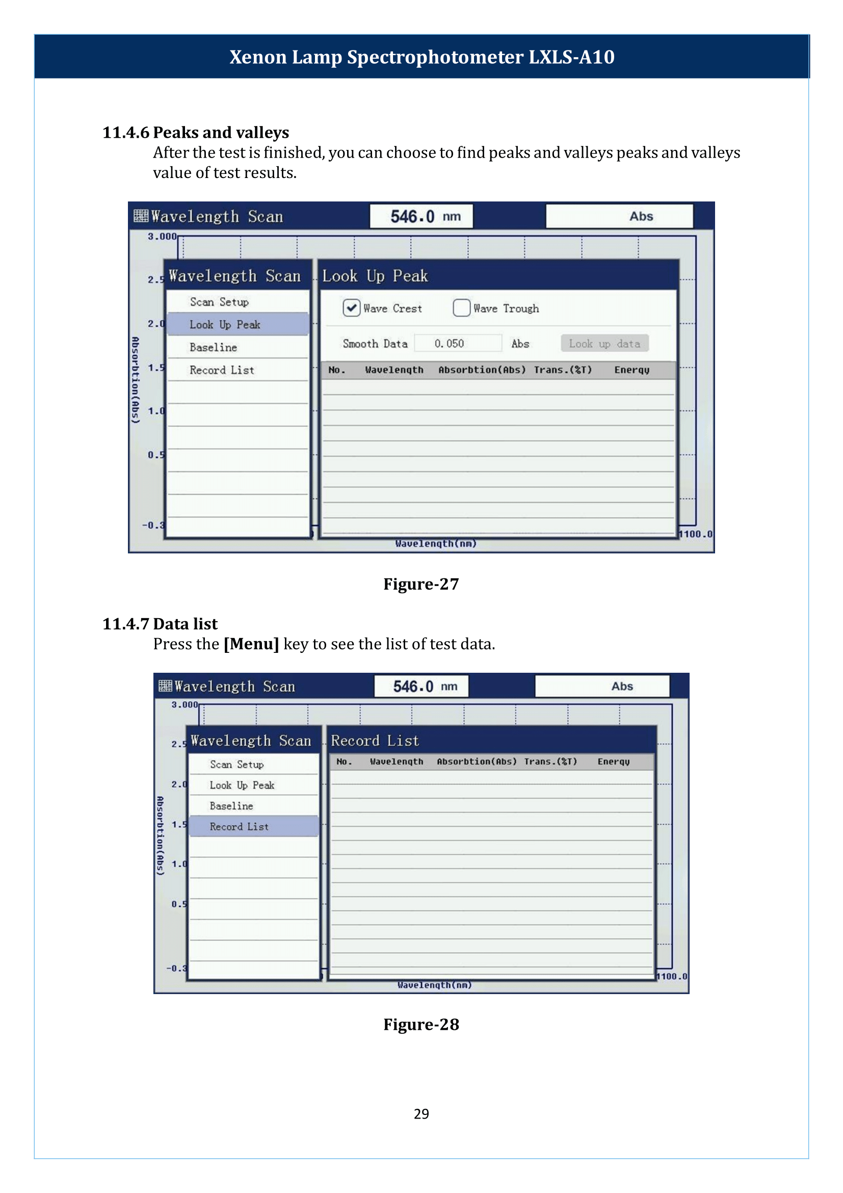 Xenon Lamp Spectrophotometer LXLS-A10 Manual