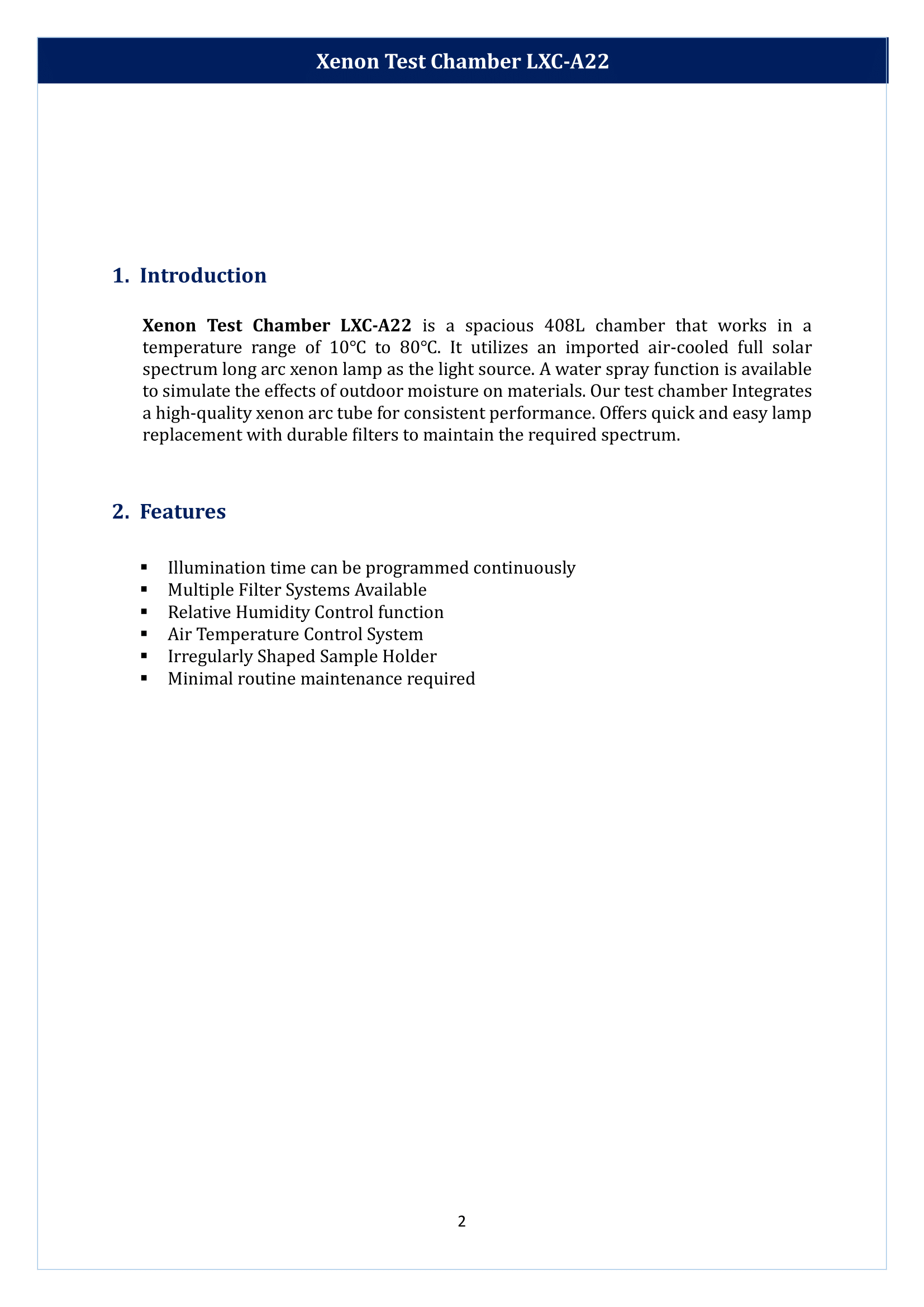 Xenon Test Chamber LXC-A22 Manual