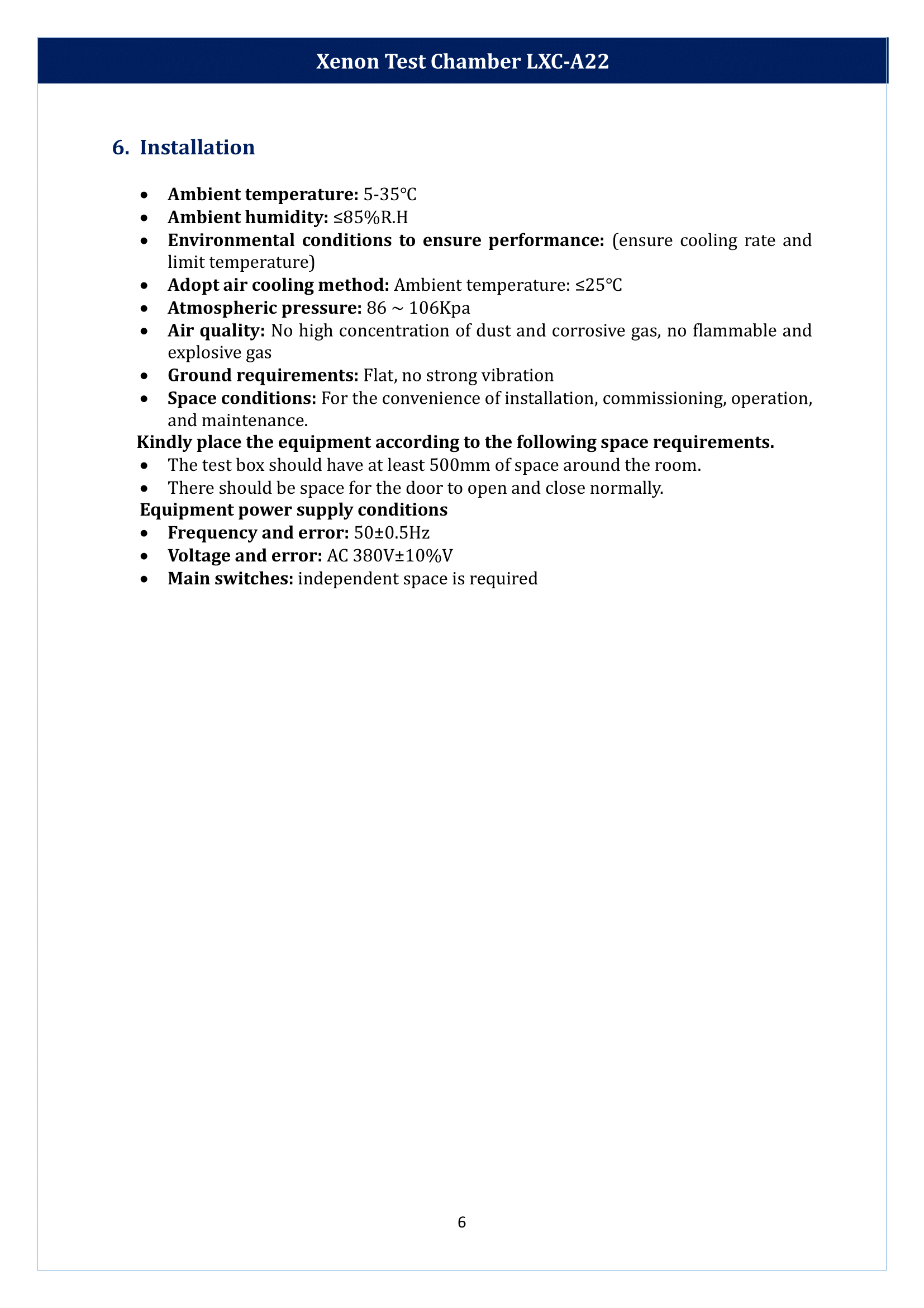 Xenon Test Chamber LXC-A22 Manual
