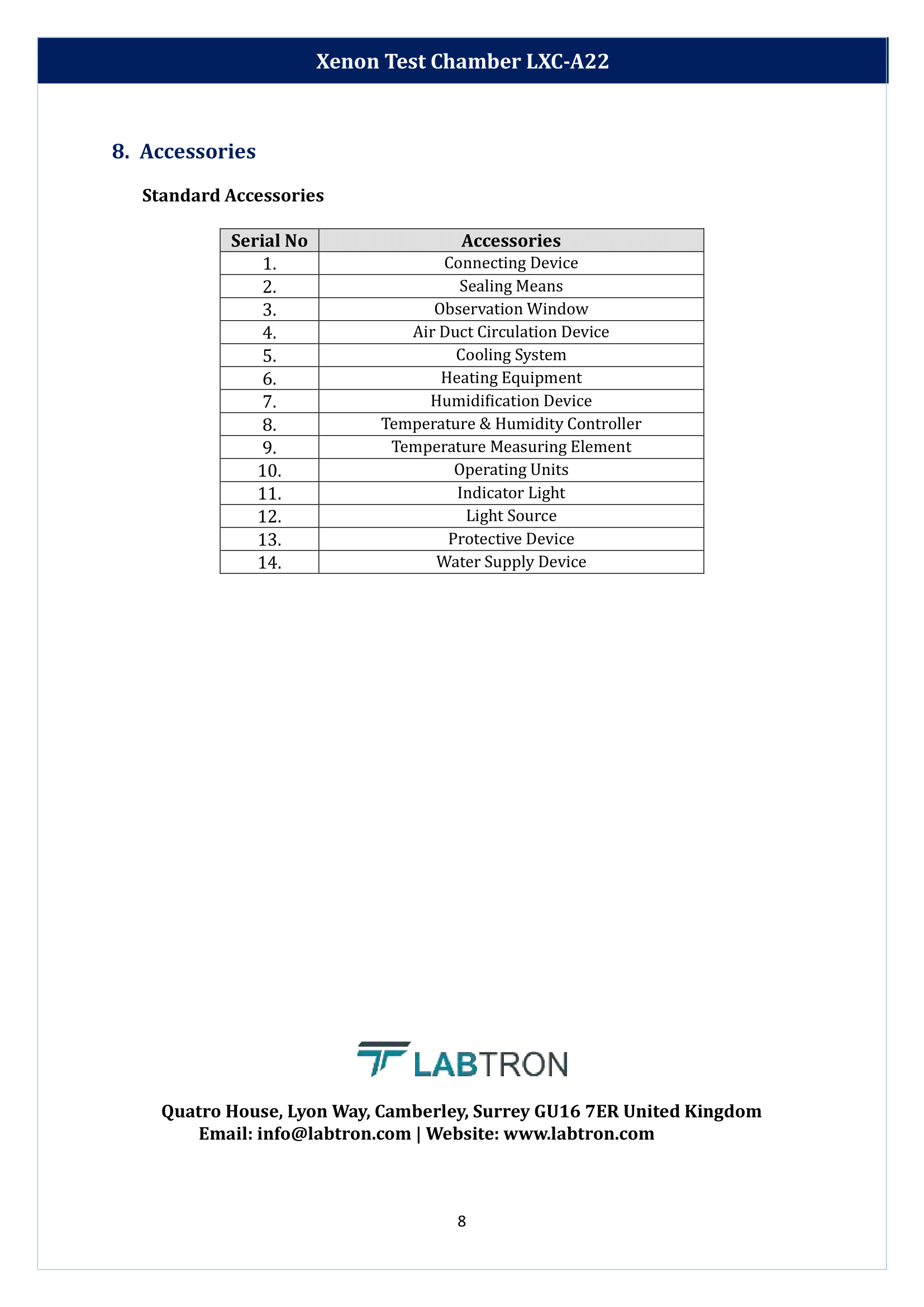 Xenon Test Chamber LXC-A22 Manual