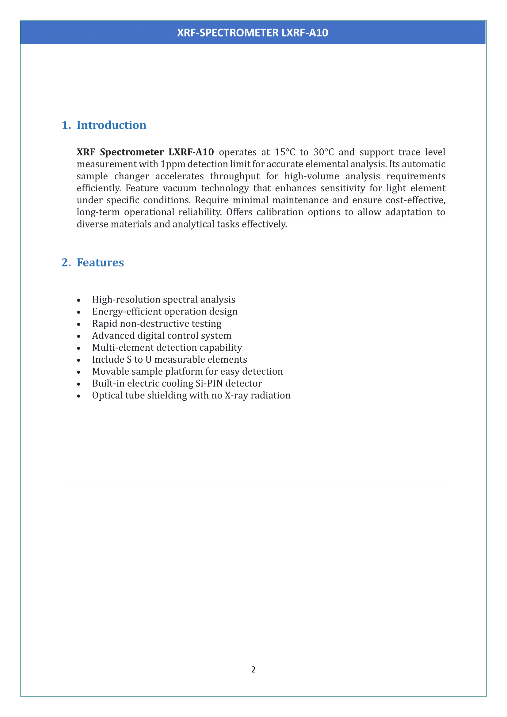 XRF-Spectrometer LXRF-A10 Manual