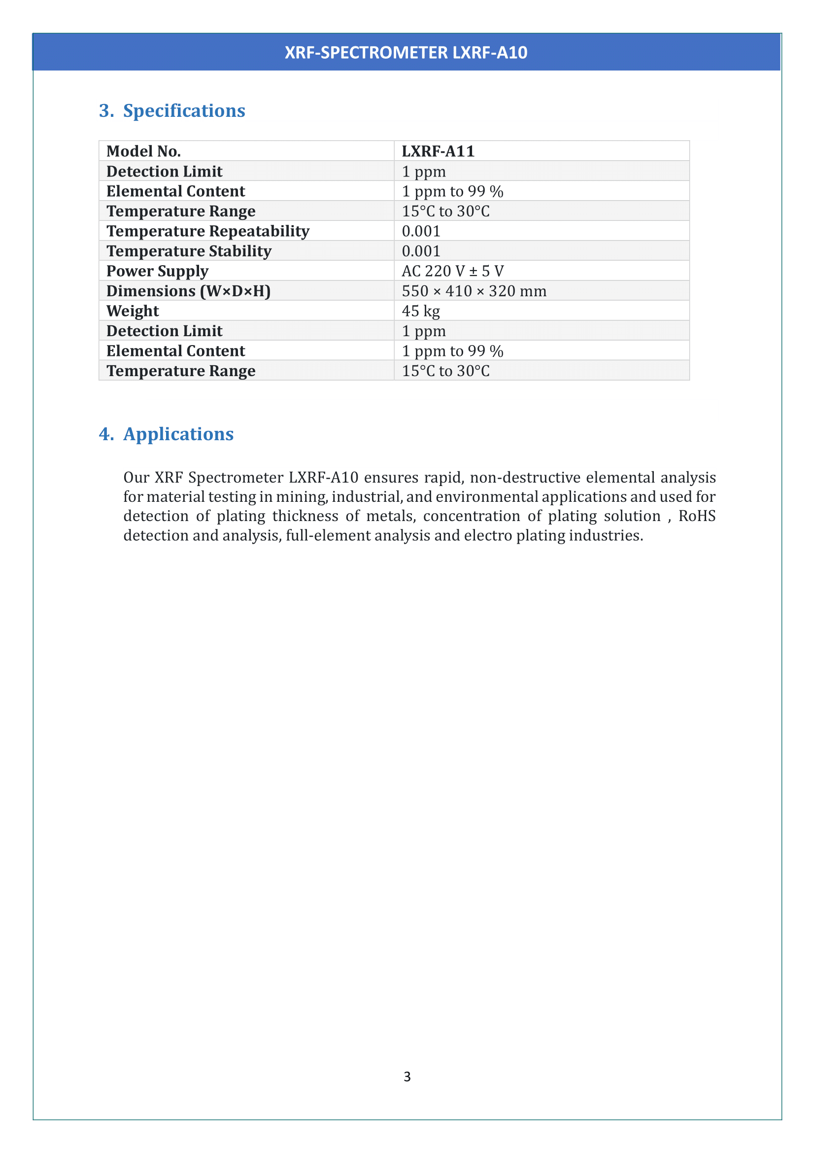 XRF-Spectrometer LXRF-A10 Manual
