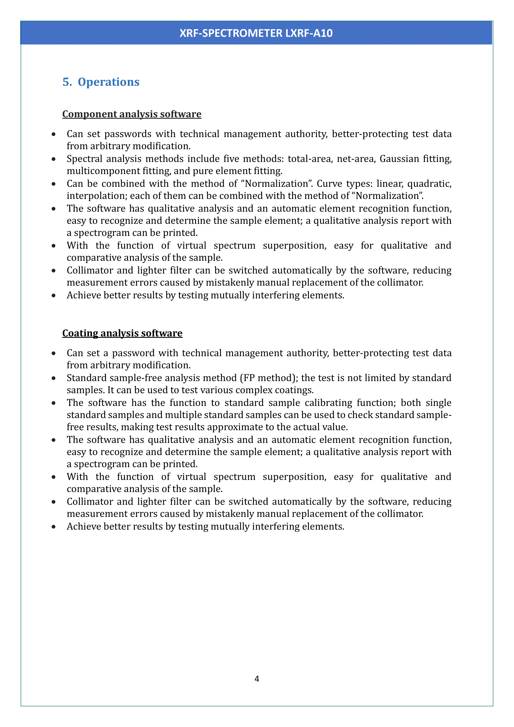 XRF-Spectrometer LXRF-A10 Manual