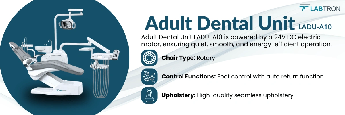 Adult Dental Unit LADU-A10 |   Chair type: Rotary | Upholstery: High-quality seamless upholstery 