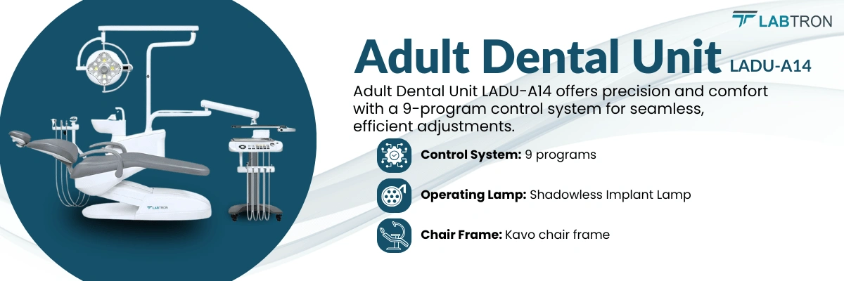 Adult Dental Unit LADU-A14 | Control systems: 9 programs | Chair frame: Kavo chair frame