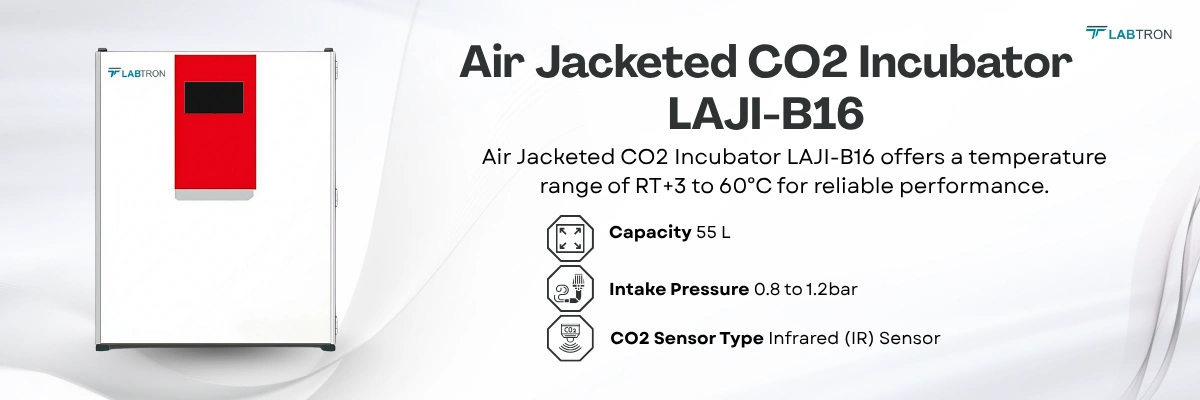Air Jacketed CO2 Incubator LAJI-B16 | Capacity : 55 L | Temperature Range : RT+3 to 60℃
