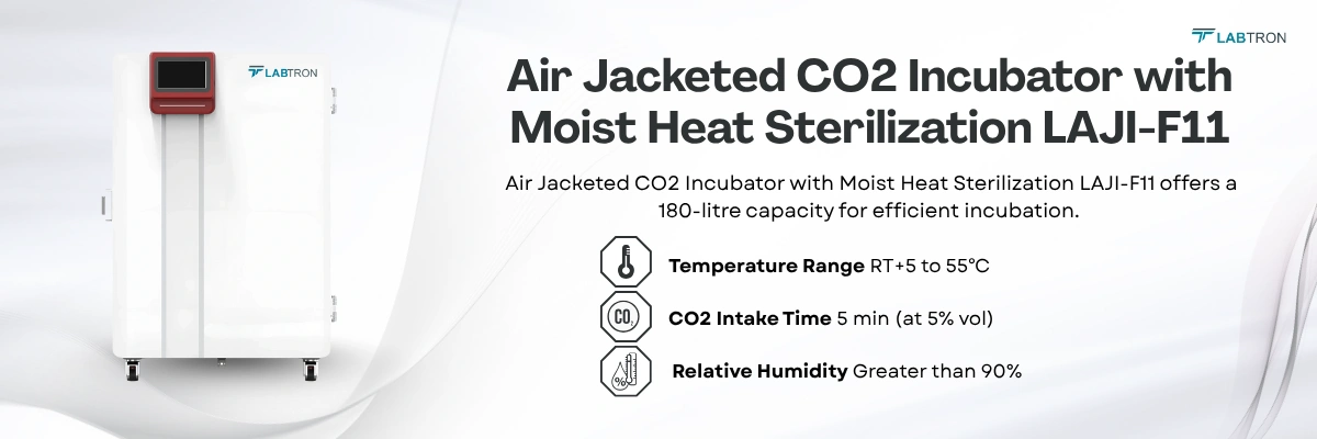 Air Jacketed CO2 Incubator With Moist Heat Sterilization LAJI-F11 | Capacity : 180 L | Temperature Range : RT+5 to 55℃