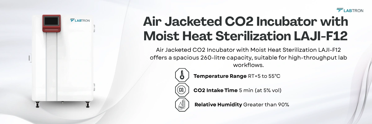 Air Jacketed CO2 Incubator With Moist Heat Sterilization LAJI-F12 | Capacity : 260 L | Temperature Range : RT+5 to 55℃