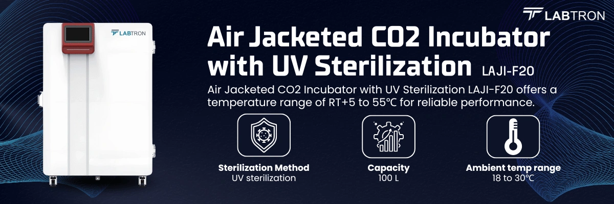 Air Jacketed CO2 Incubator With UV Sterilization LAJI-F20 | Capacity : 100 L | Temperature Range : RT+5 to 55℃