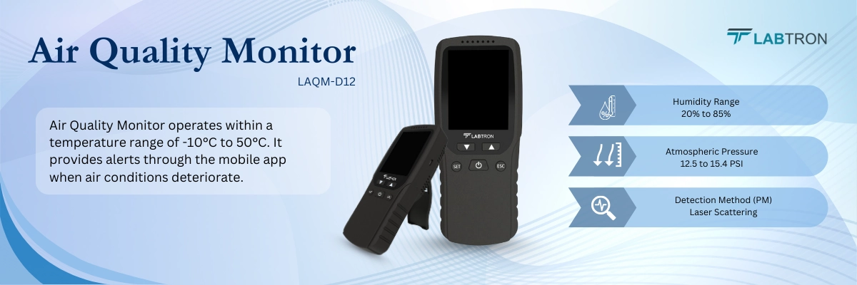 Air Quality Monitor LAQM-D12 | Humidity Range-20% to 85% | Atmospheric Pressure-12.5 to 15.4 PSI