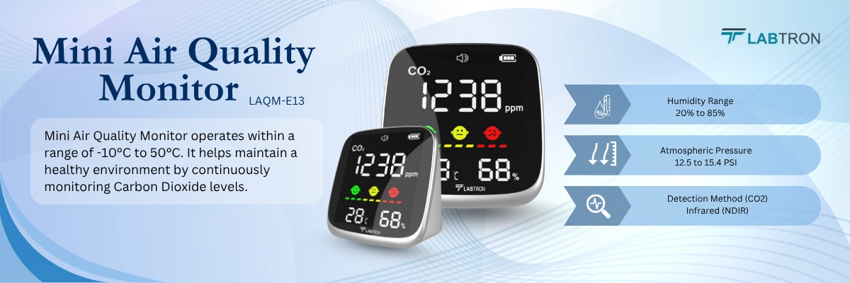 Mini Air Quality Monitor LAQM-E13 | Atmospheric Pressure-12.5 to 15.4 PSI | Humidity Range-20% to 85%