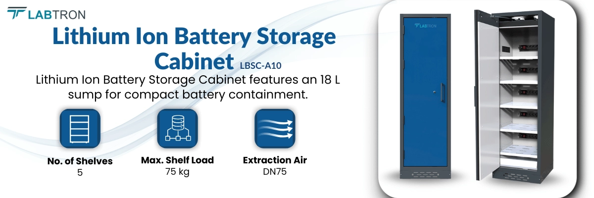Lithium Ion Battery Storage Cabinet LBSC-A10  | Number of Shelves: 5 | Max. Shelf Load: 75 kg