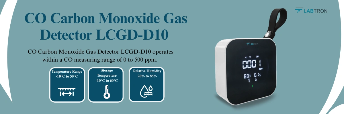 CO Carbon Monoxide Gas Detector LCGD-D10 | Measured Parameters CO, Temperature, Humidity | Relative Humidity	20% to 85%