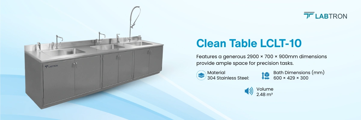 Clean Table LCLT-A10 | Stainless-steel material | Spacious Bath size