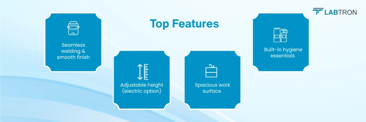 Clean Table LCLT-A10 | Adjustable height | Spacious work surface