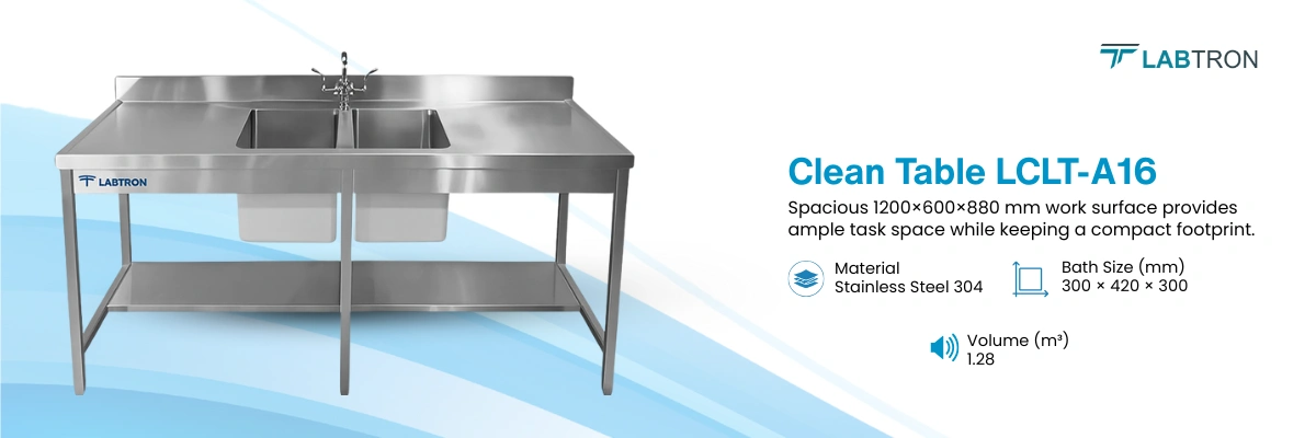 Clean Table LCLT-A16 | Spacious work surface | Stainless steel material