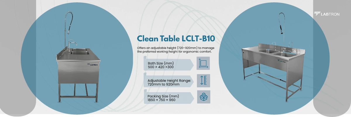 Clean Table LCLT-B10 | Adjustable height range | Large Bath size