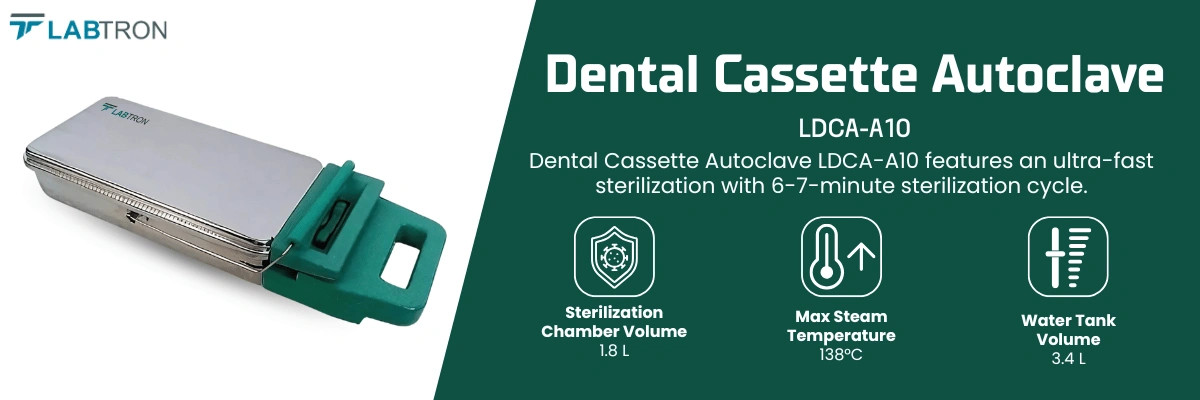 Dental Cassette Autoclave LDCA-A10 | 1.8 L sterilization chamber volume | 3.4 L water tank volume
