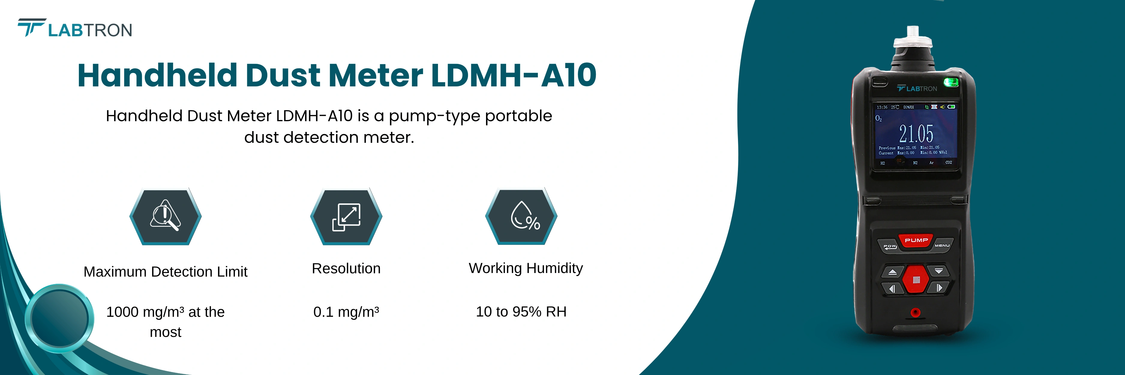 Handheld Dust Meter LDMH-A10 | Gases Detected Dust | Detection Range 0 to 300 mg/m³