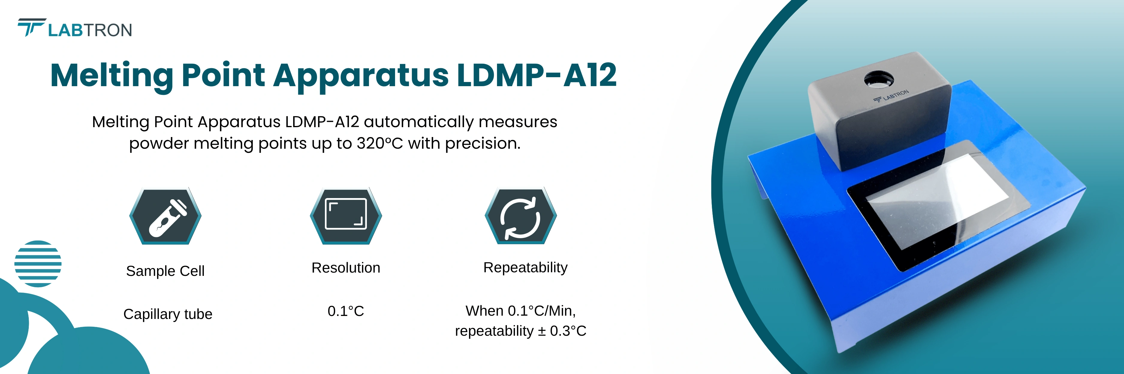 Melting Point Apparatus LDMP-A12 | Temperature Range: RT to 320°C | Sample Cell: Capillary tube