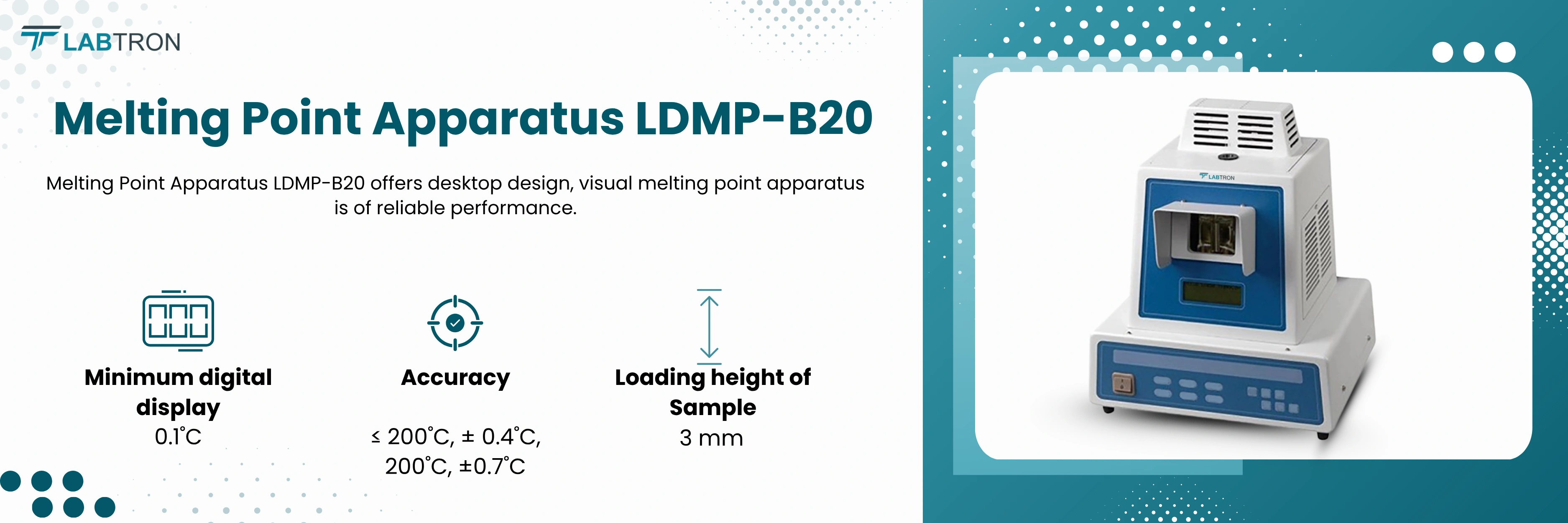 Melting Point Apparatus LDMP-B20 | Heating conducting medium: Silicon oil | Minimum digital display: 0.1˚C