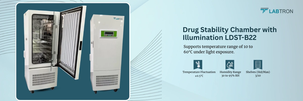 Drug Stability Chamber with Illumination LDST-B22 | Temperature Fluctuation : ±0.5℃ | Shelves(Std/Max) : 3/10