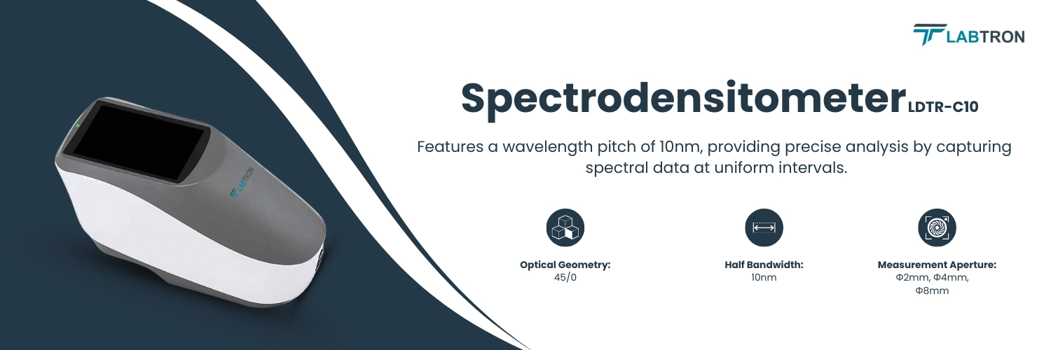 Spectrodensitometer LDTR-C10 Banner | Optical Geometry: 45/0 | Half Bandwidth: 10nm