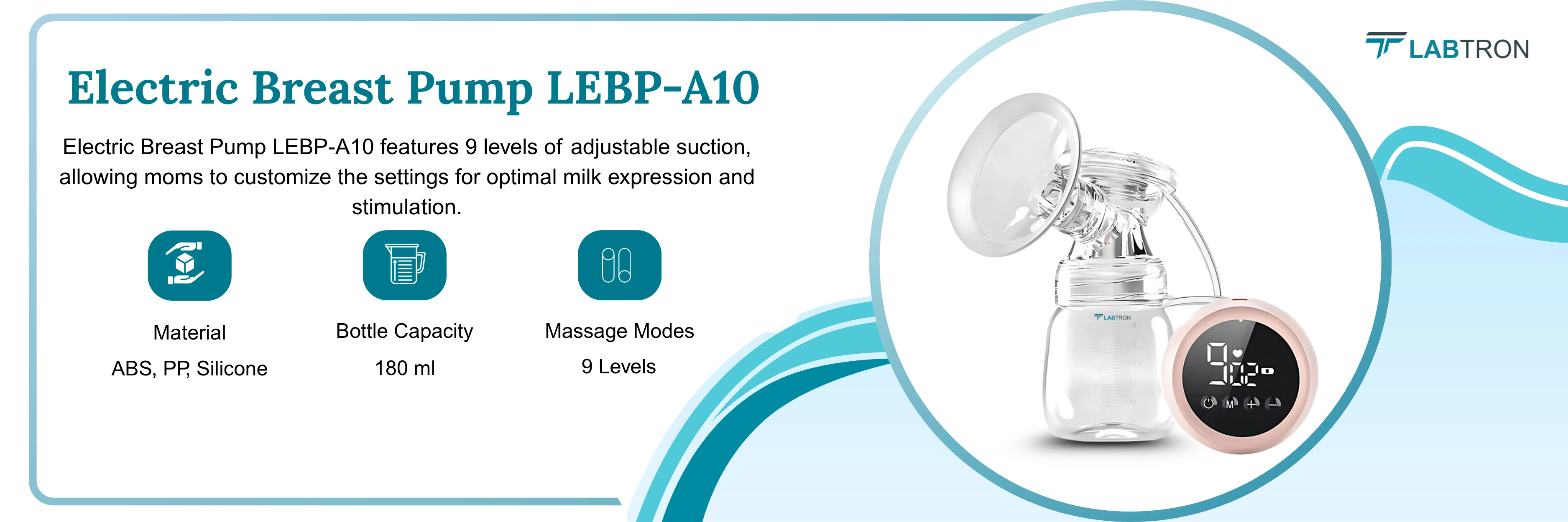 Electric Breast Pump LEBP-A10 | Material: ABS, PP, Silicone | Bottle Capacity: 180 ml