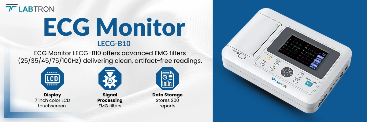ECG Monitor LECG-B10 | Signal Processing | stores 200 reports 