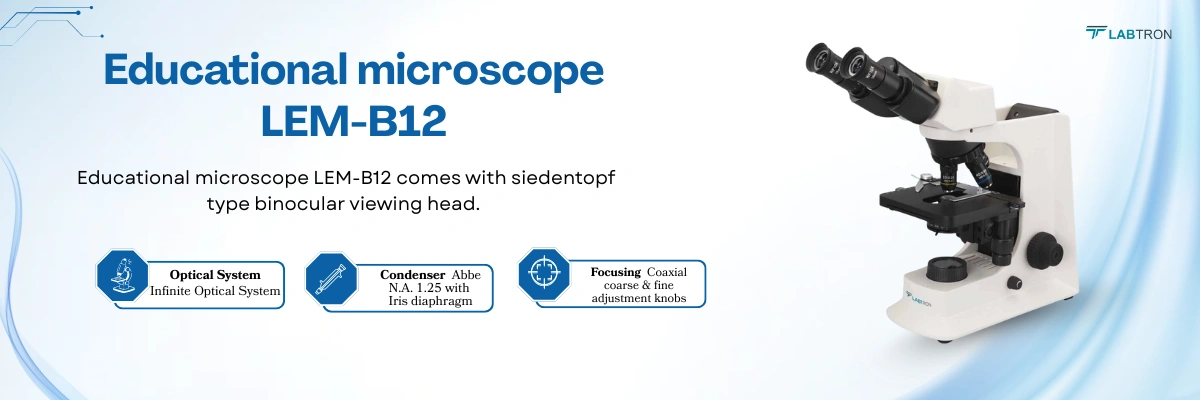 Educational Microscope LEM-B12 | Stage: Double layer mechanical stage; 140 × 132 mm | Eyepiece: WF 10X / 20 mm