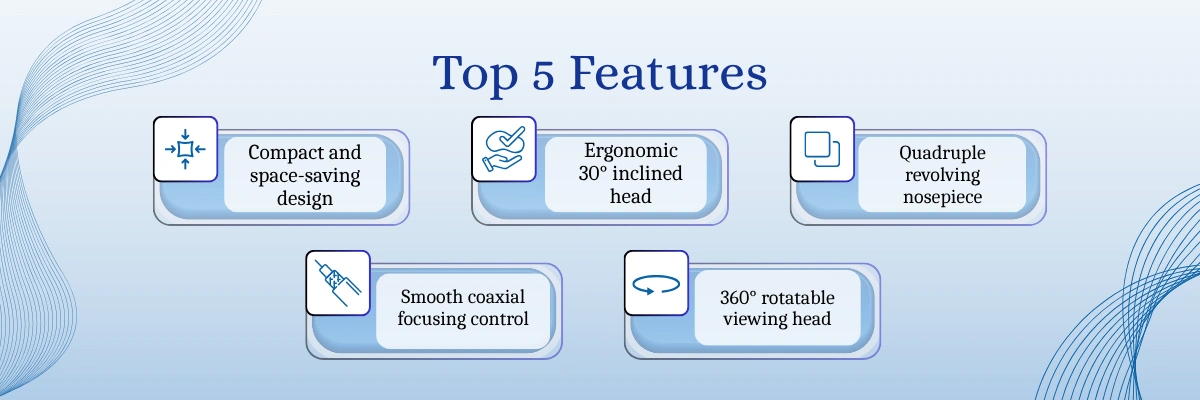 Educational Microscope LEM-C11 | Quadruple revolving nosepiece | Smooth coaxial focusing control Educational Microscope LEM-C11 | Quadruple revolving nosepiece | Smooth coaxial focusing control