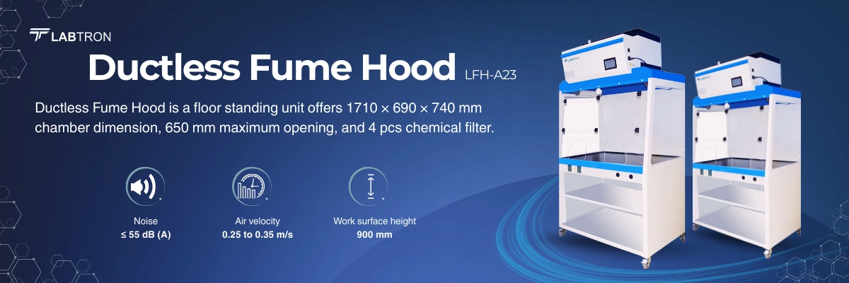Ductless Fume Hood LFH-A23 | Internal dimension (W × D × H)	1710 × 690 × 740 mm | Airflow volume	415 m3/h