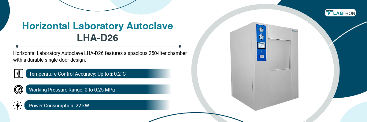 Horizontal Laboratory Autoclave LHA-D26 | Temperature Control Accuracy: Up to ± 0.2°C | Working Pressure Range: 0 to 0.25 MPa