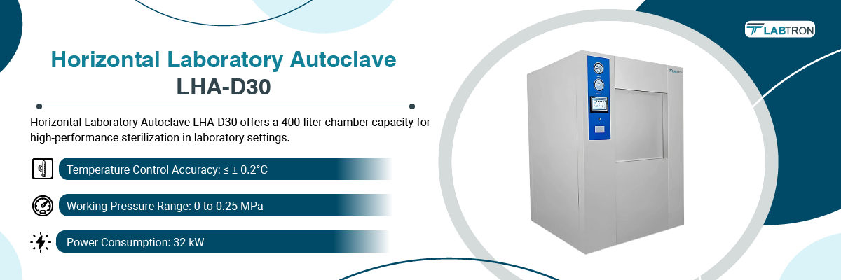 Horizontal Laboratory Autoclave LHA-D30 | Temperature Control Accuracy: ≤ ± 0.2°C | Working Pressure Range: 0 to 0.25 MPa