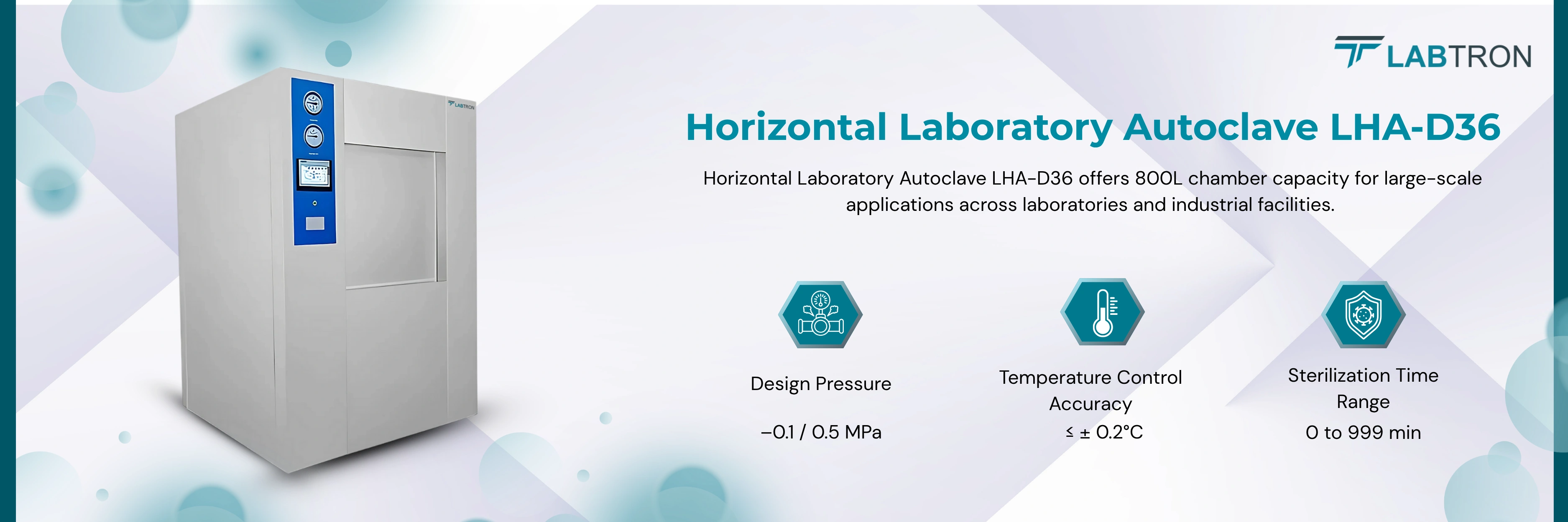 Horizontal Laboratory Autoclave LHA-D36 | Design Pressure: –0.1 / 0.5 MPa | Temperature Control Accuracy: ≤ ± 0.2°C