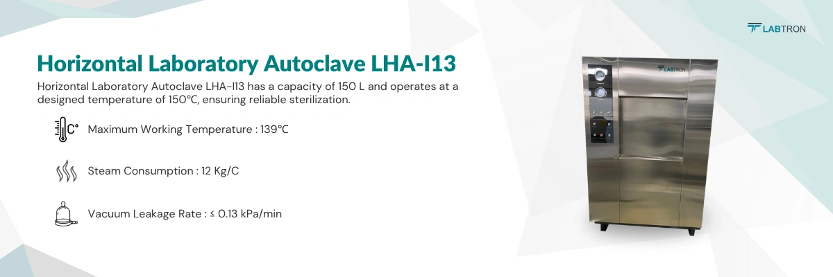 Horizontal Laboratory Autoclave LHA-I13 | Maximum Working Temperature: 139℃ | Steam Consumption: 12 Kg/C