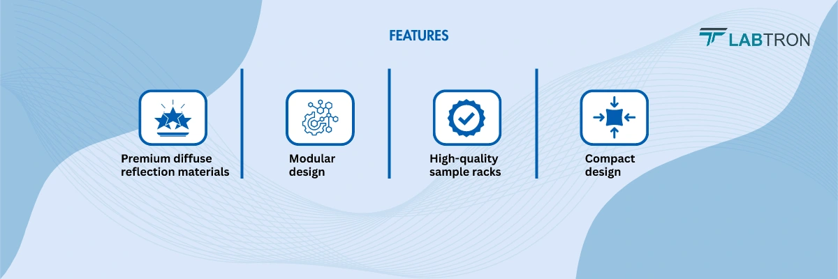 Quantum Efficiency Integrating Sphere LIGS-D10 | Premium diffuse reflection materials | Modular design | High-quality sample racks  Compact design