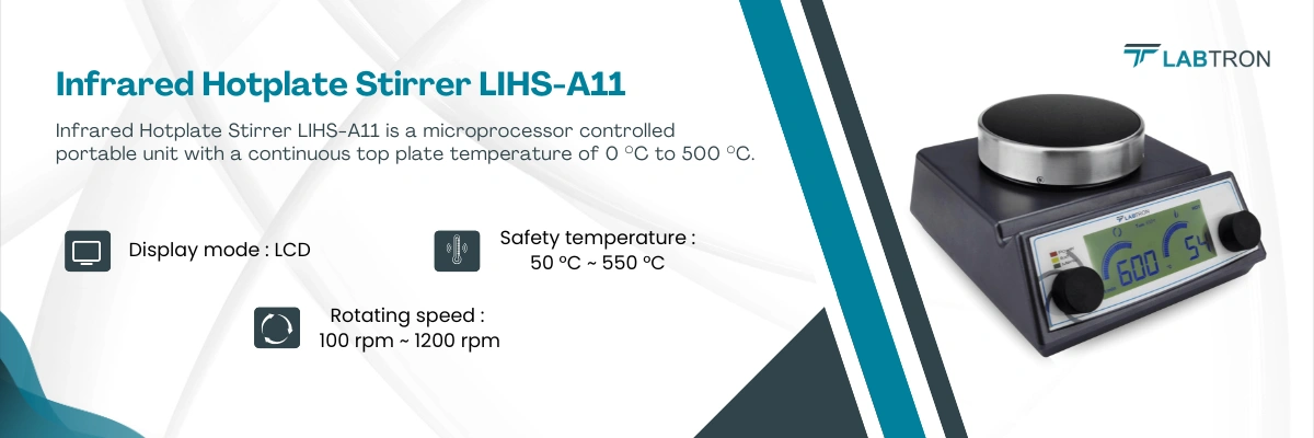 Infrared Hotplate Stirrer LIHS-A11 |  Safety temperature: 50 °C ~ 550 °C  |  Control: Digital set and control