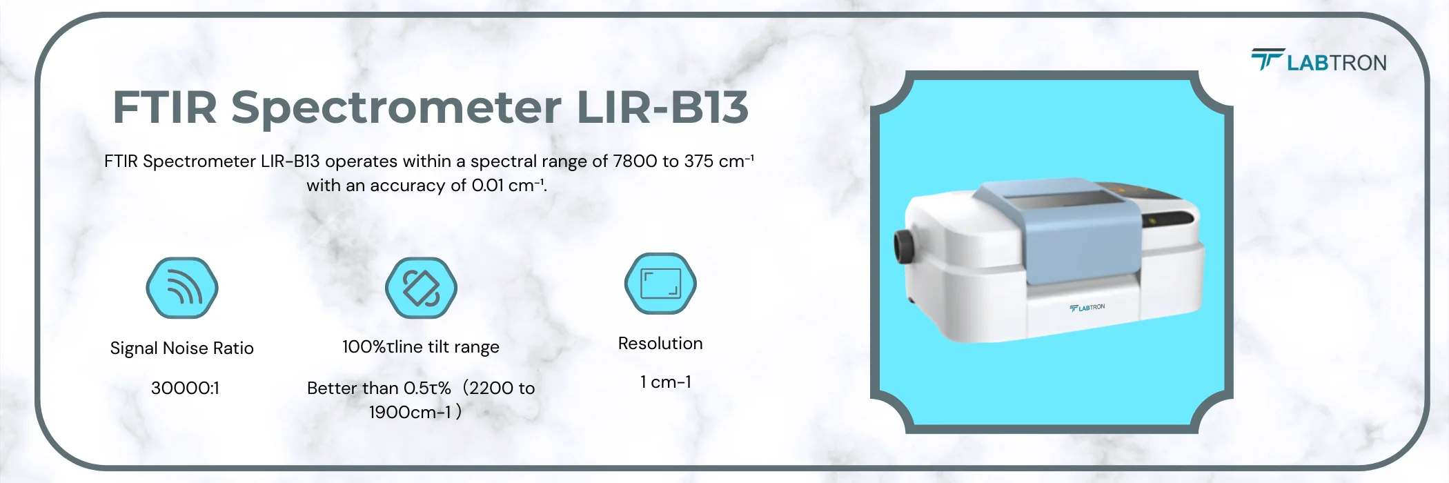 FTIR Spectrometer LIR-B13 | Spectral Range: 7800 to 375 cm-1 | Spectral Accuracy: 0.01 cm-1