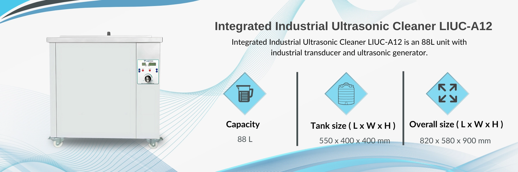 Integrated Industrial Ultrasonic Cleaner LIUC-A12 _ Capacity- 88 L