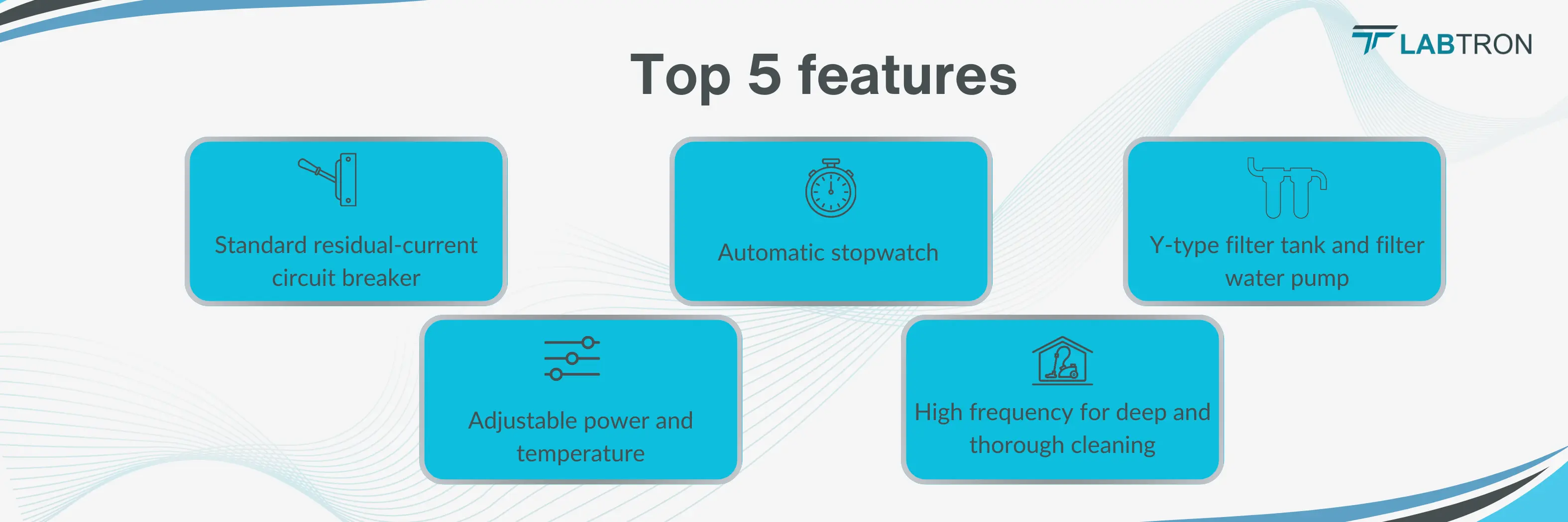 Integrated Industrial Ultrasonic Cleaner LIUC-A18 _ Standard residual-current circuit breaker  _ Automatic stopwatch
