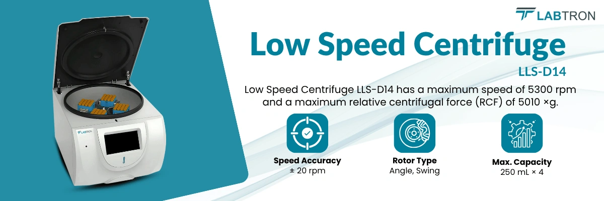 Low Speed Centrifuge LLS-D14 | Max Speed	5300 rpm | Speed Accuracy ± 20 rpm