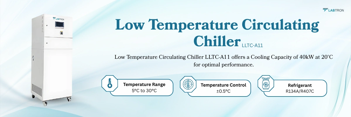 Low Temperature Circulating Chiller LLTC-A11 | Temperature Control : ±0.5°C | Circulation Pump Max : 5m³/h 2 bar