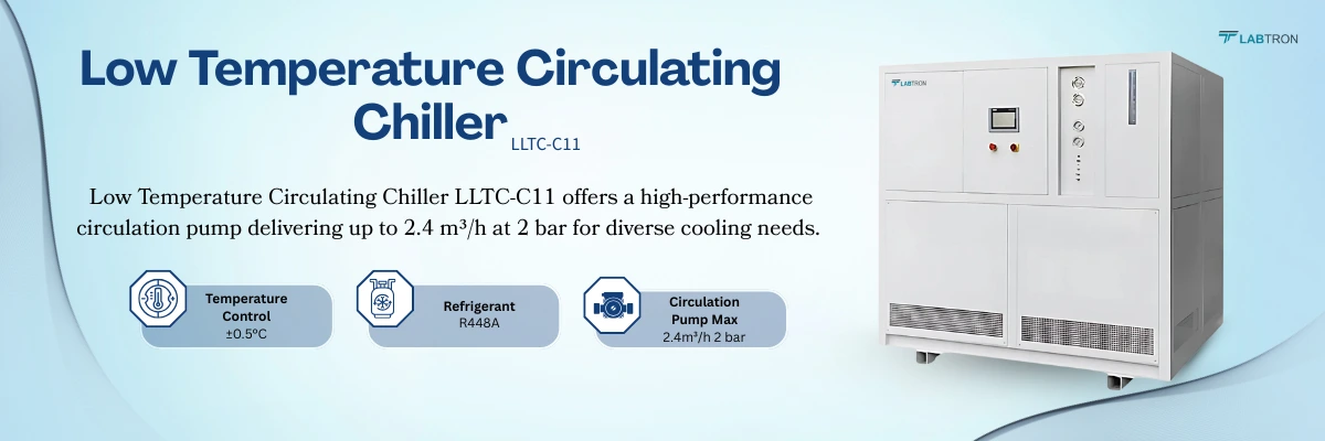 Low Temperature Circulating Chiller LLTC-C11 | Temperature Control : ±0.5°C | Circulation Pump Max : 2.4m³/h 2 bar