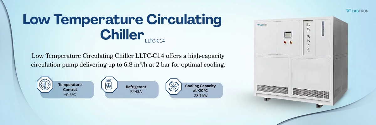 Low Temperature Circulating Chiller LLTC-C14 | Temperature Control : ±0.5°C | Circulation Pump Max : 6.8m³/h 2 bar