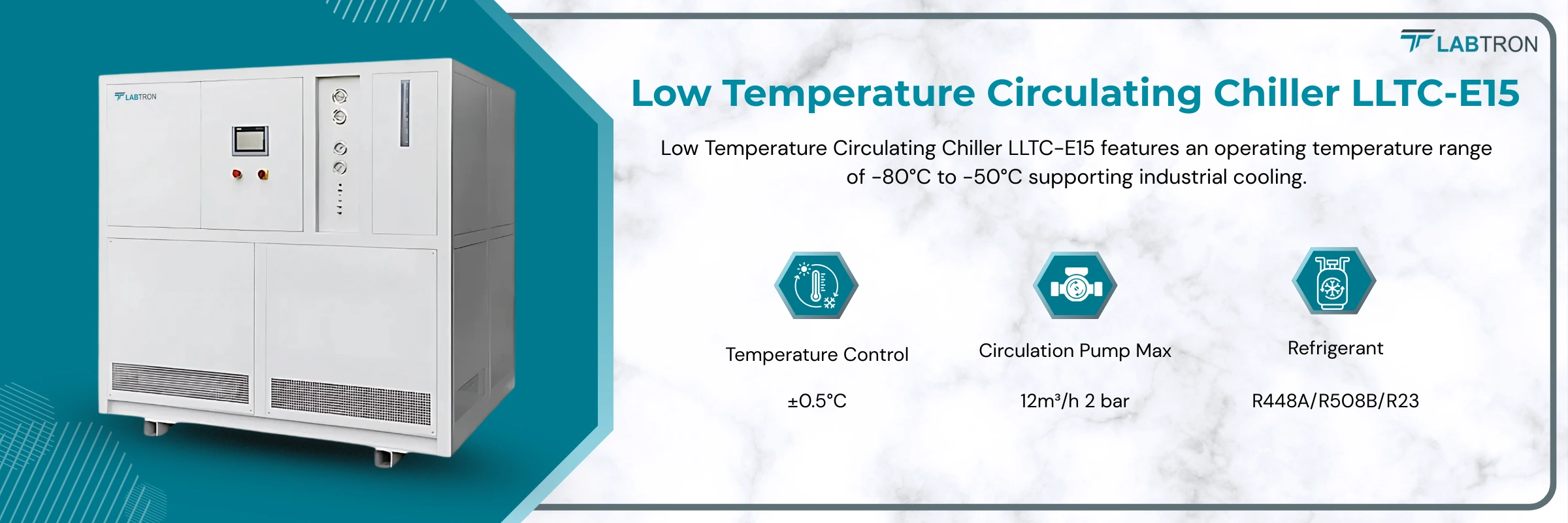 Low Temperature Circulating Chiller LLTC-E15 | Temperature Range : -80°C to -50°C | Temperature Control : ±0.5°C