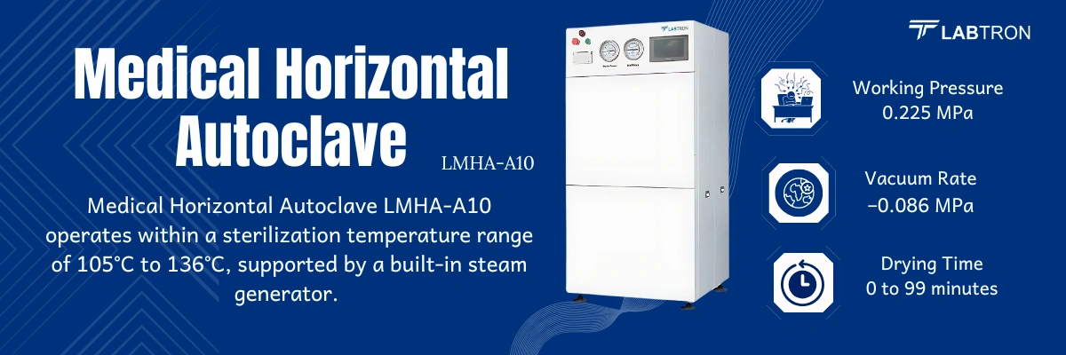 Medical Horizontal Autoclave LMHA-A10 | Working Pressure: 0.225 MPa | Vacuum Rate:–0.086 MPa
