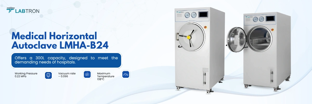 Medical Horizontal Autoclave LMHA-B24 | Working Pressure: 0.22 MPa | Vacuum Rate: – 0.096