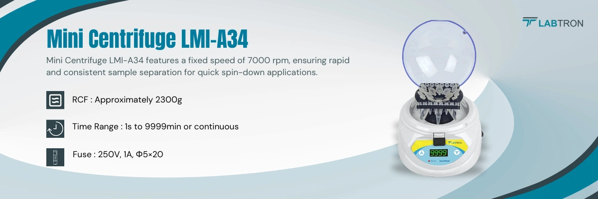 Mini Centrifuge LMI-A34 | Speed Range-7000 rpm | RCF-Approximately 2300g